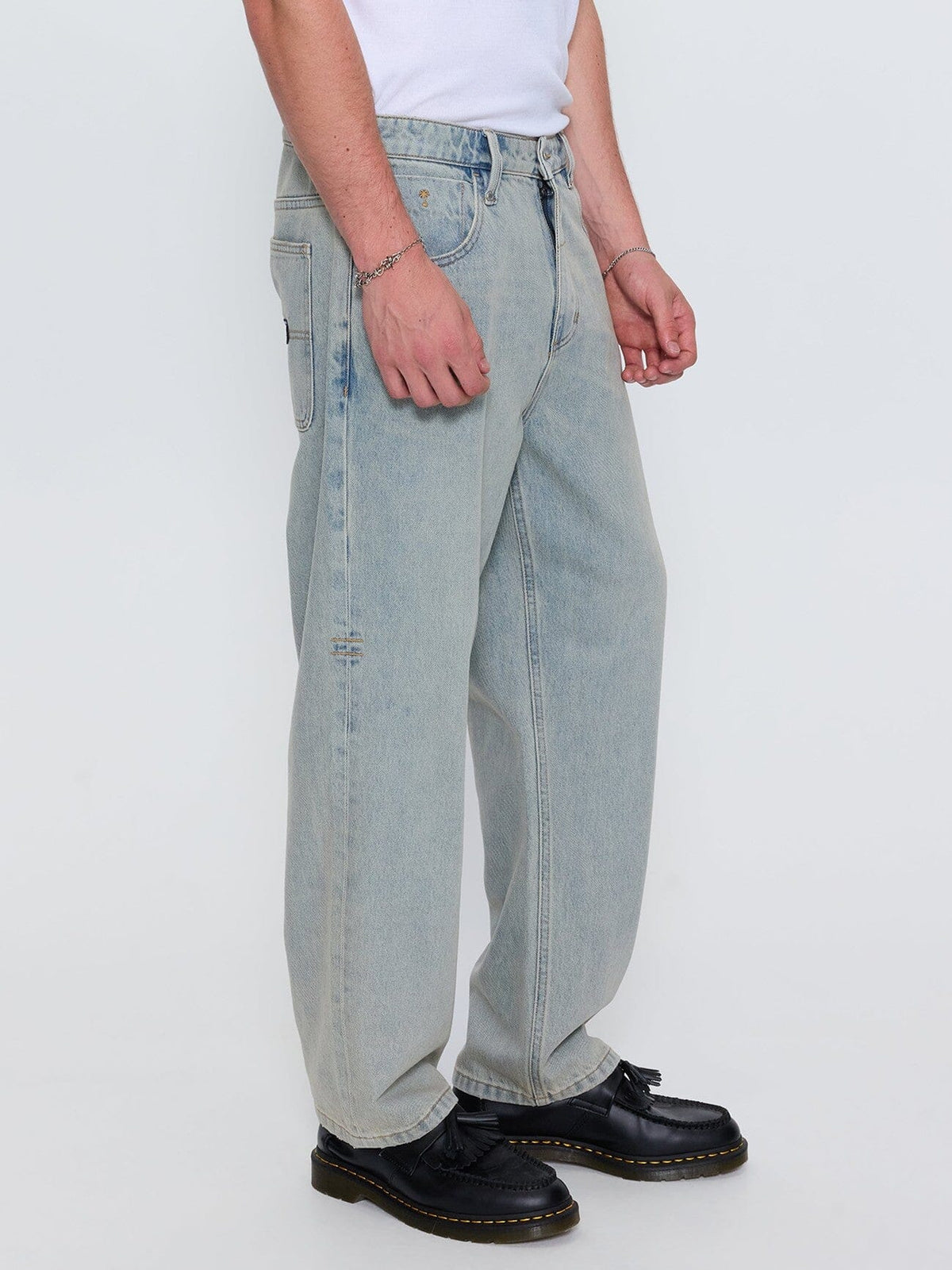 Built To Win Mid Slacker Relaxed Long Denim Jean - Light Granite Blue