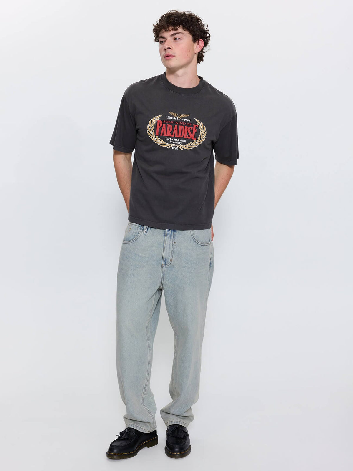Built To Win Mid Slacker Relaxed Long Denim Jean - Light Granite Blue 26