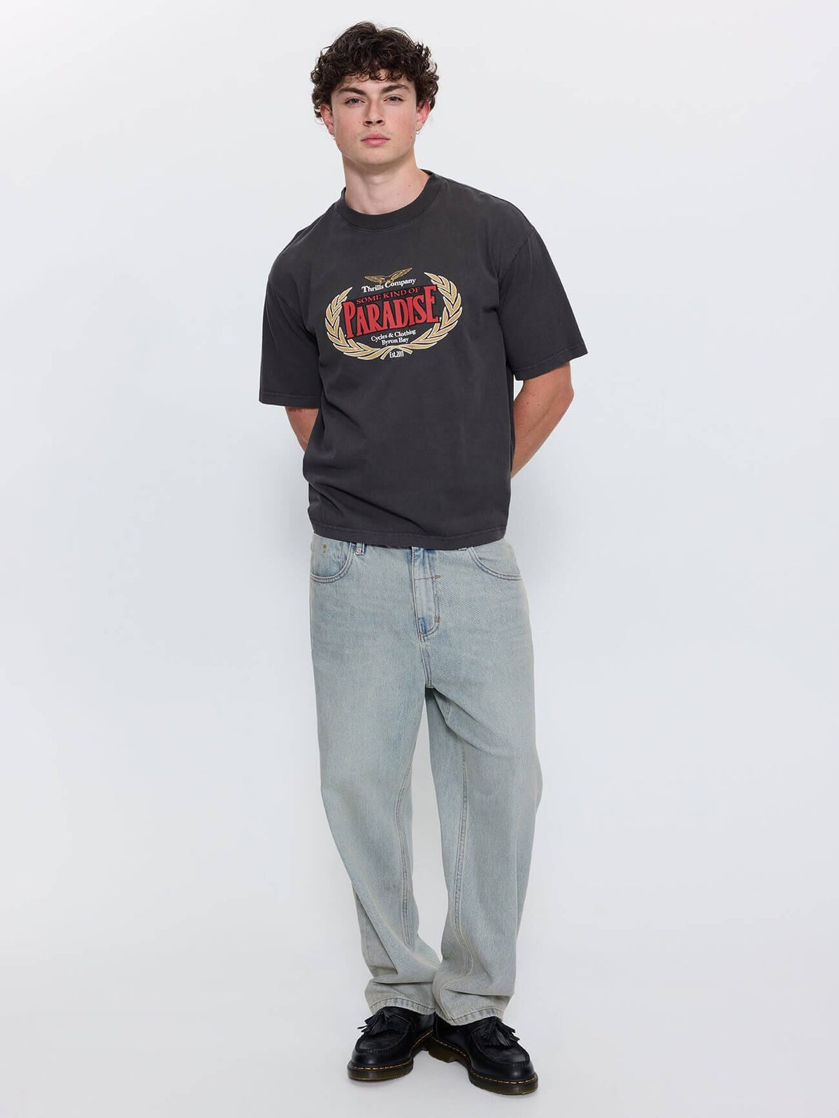 Built To Win Mid Slacker Relaxed Long Denim Jean - Light Granite Blue 26
