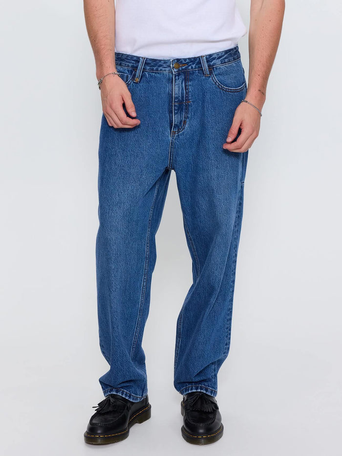 Mid Slacker Relaxed Denim Jean - Darker Dust Blue 26