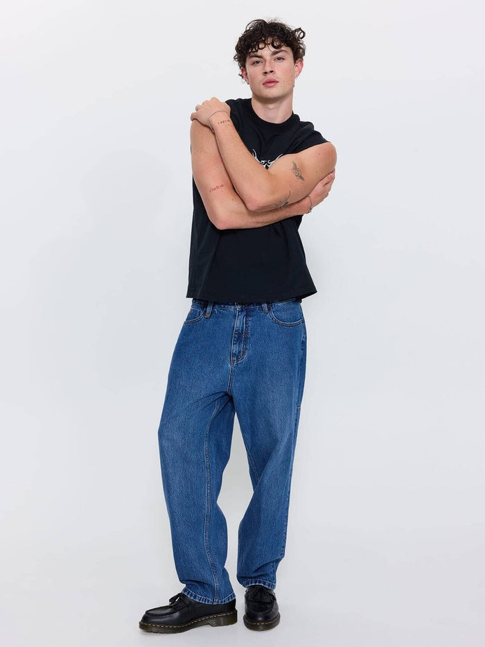 Mid Slacker Relaxed Denim Jean - Darker Dust Blue 26