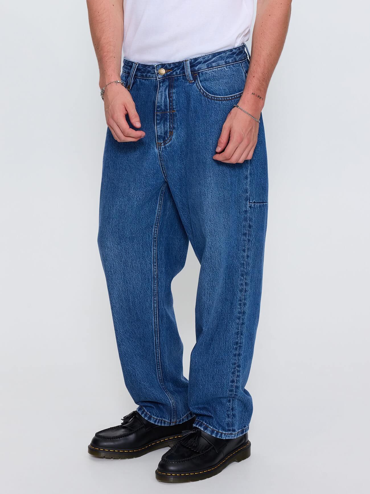 Mid Slacker Relaxed Denim Jean - Darker Dust Blue 26