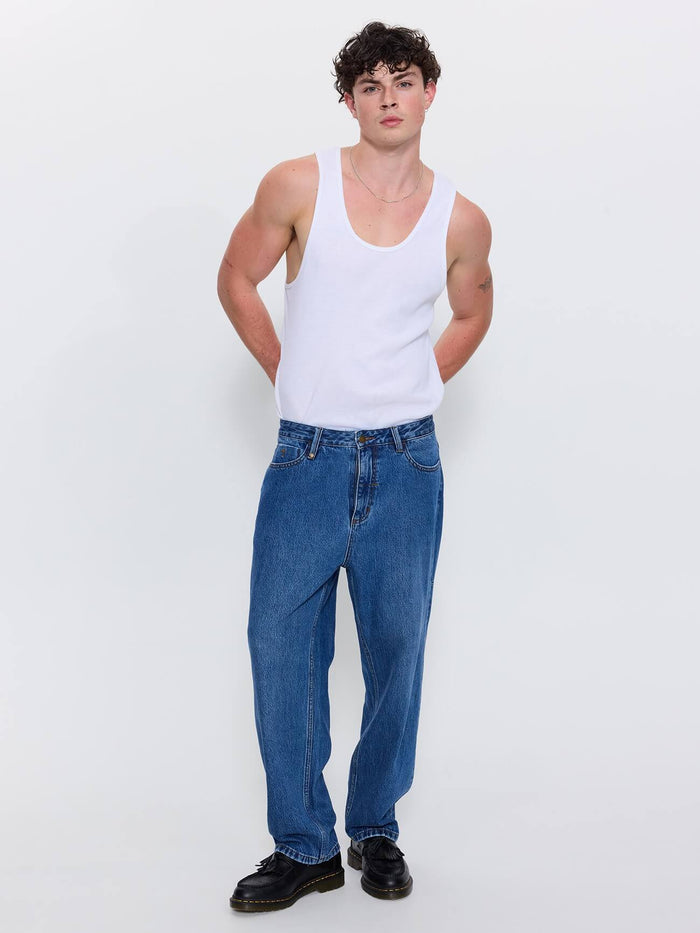 Mid Slacker Relaxed Denim Jean - Darker Dust Blue 26