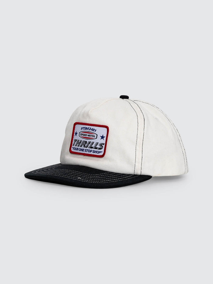 One Stop 5 Panel Short Brim Cap - Bone - Black