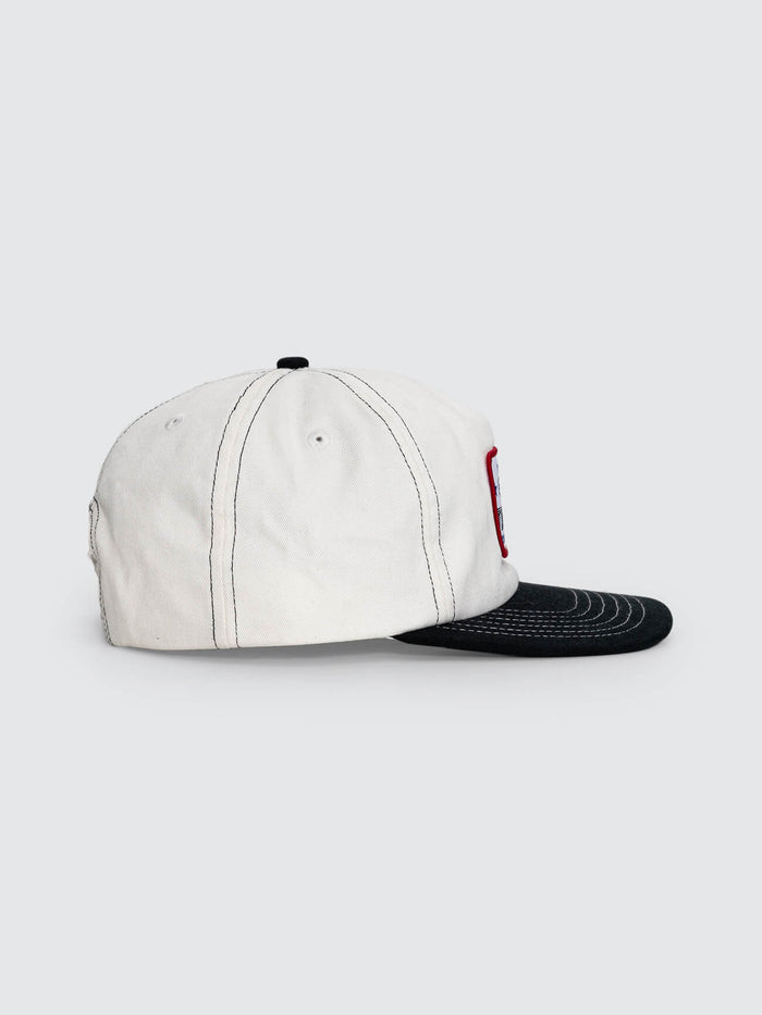 One Stop 5 Panel Short Brim Cap - Bone - Black