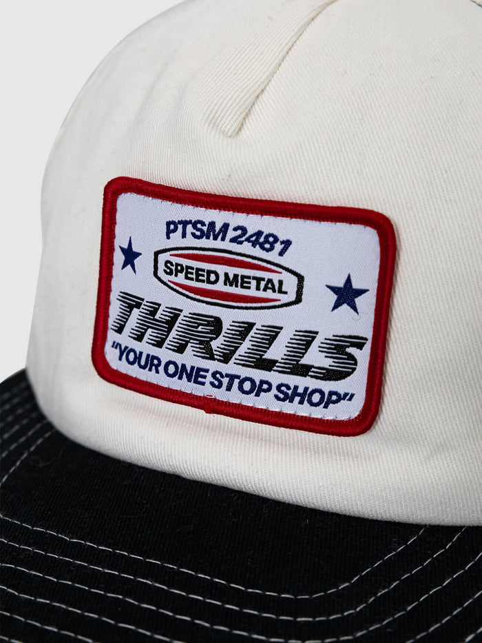 One Stop 5 Panel Short Brim Cap - Bone - Black
