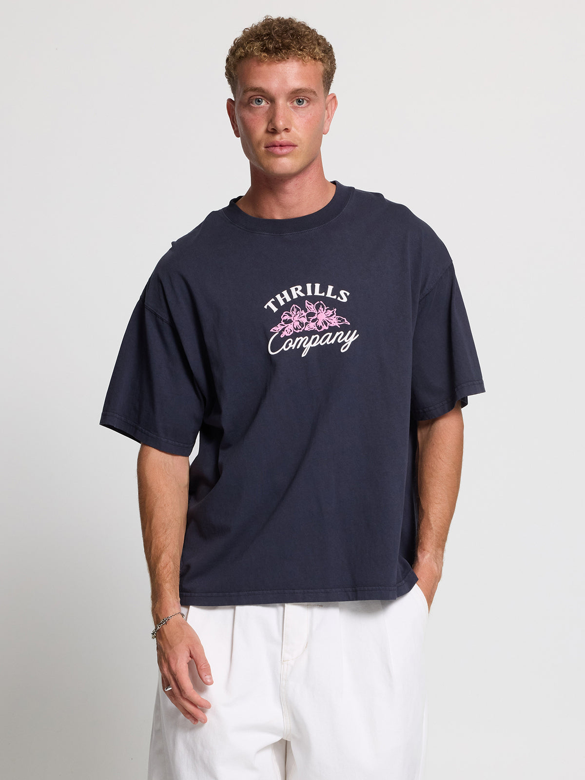 Aloha From Thrills Box Fit Oversize Tee - Total Eclipse XXS