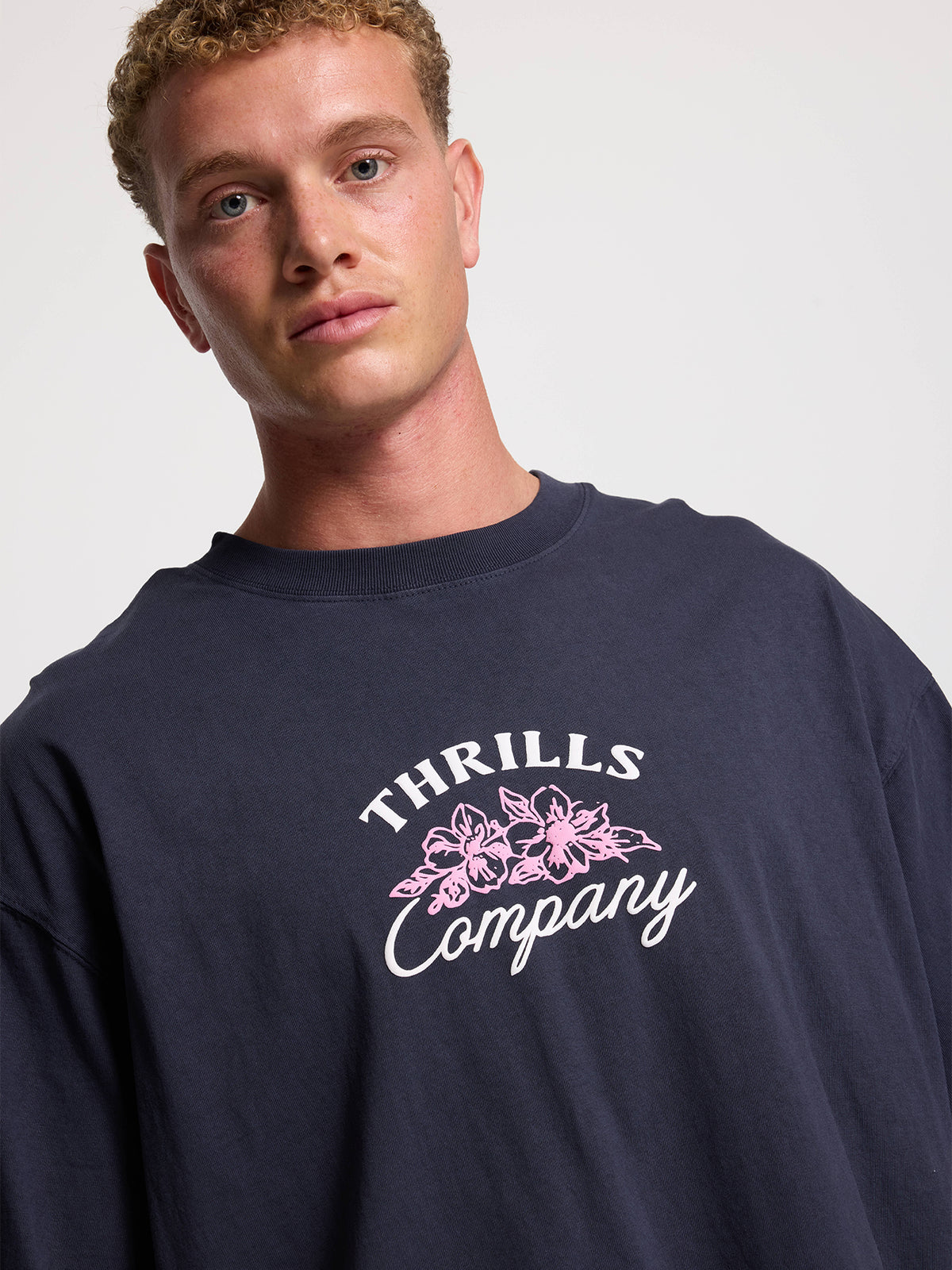 Aloha From Thrills Box Fit Oversize Tee - Total Eclipse XXS