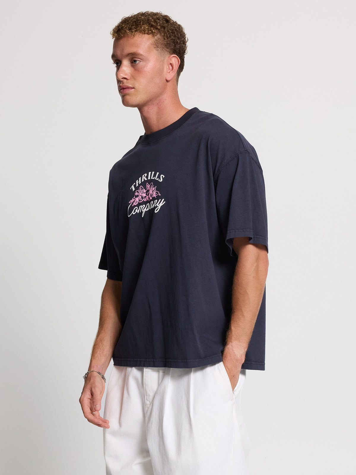 Aloha From Thrills Box Fit Oversize Tee - Total Eclipse XXS