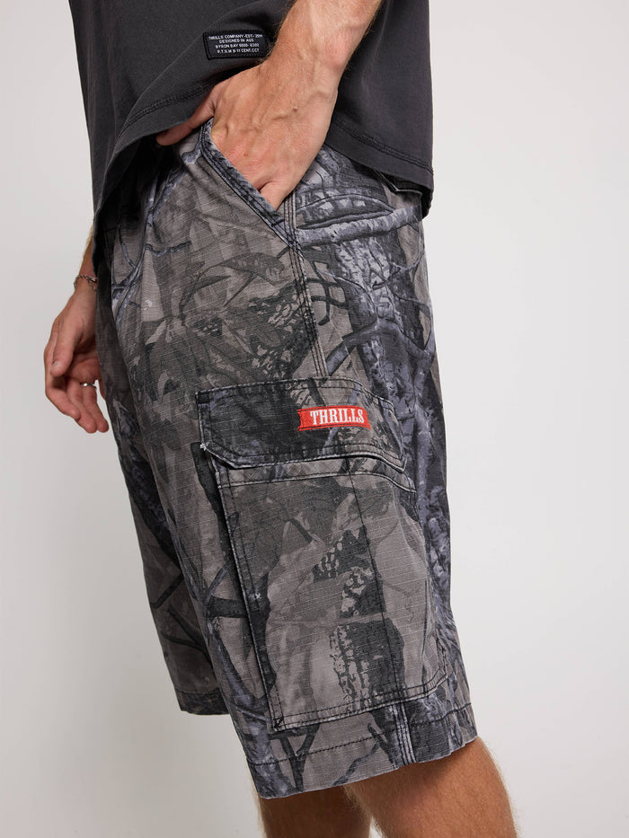 Brigade Camo Biggest Slacker Pleated Cargo Short - Dark Charcoal 26