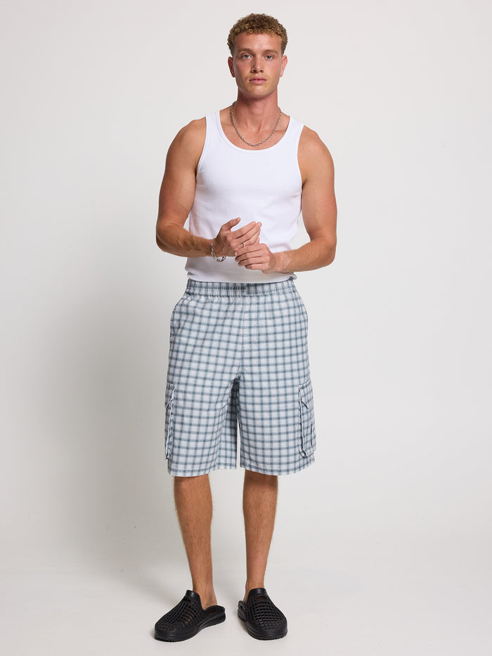 Prism Big Slacker Elastic Waist Cargo Short - Dirty White 26