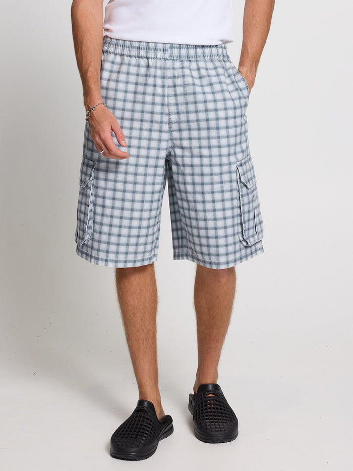 Prism Big Slacker Elastic Waist Cargo Short - Dirty White 26