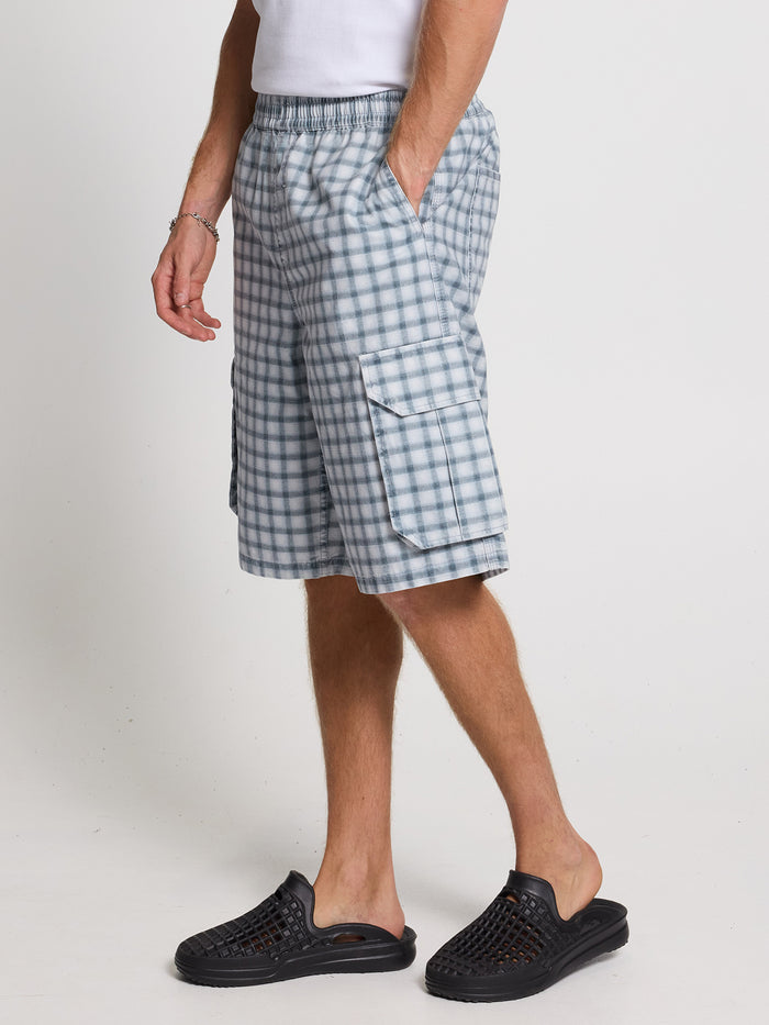 Prism Big Slacker Elastic Waist Cargo Short - Dirty White 26