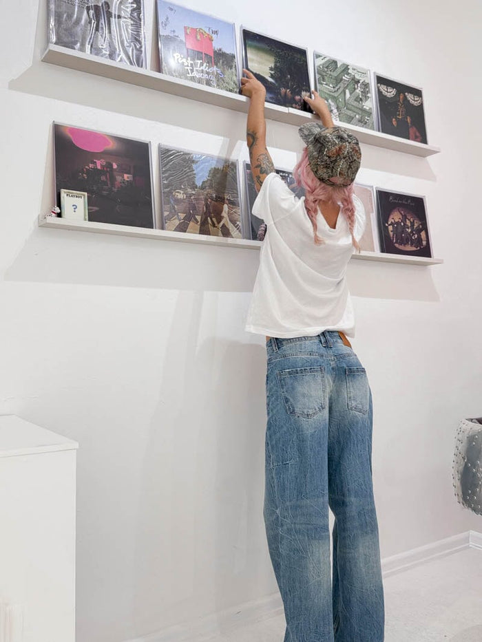 Billie Low Rise Baggy Jean - Dirty Crinkle Blue