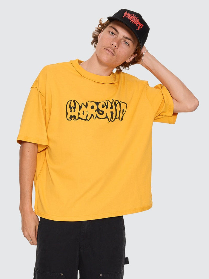 Fadeaway Box Crop Overdye Tee - Solar Yellow
