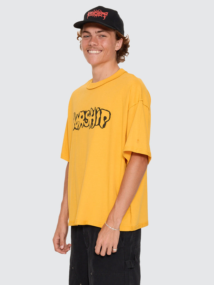 Fadeaway Box Crop Overdye Tee - Solar Yellow