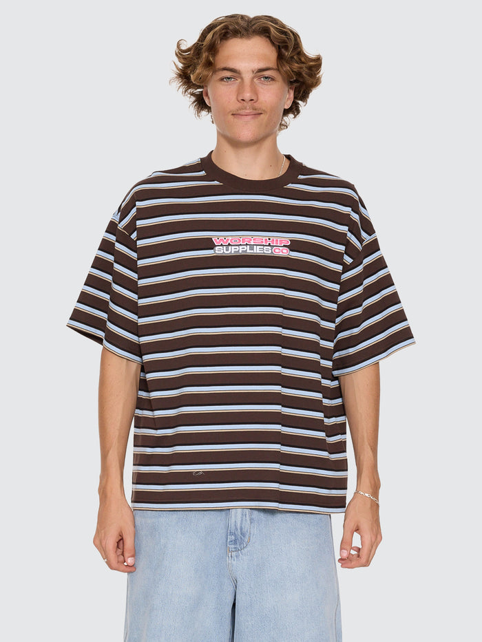Globo Stripe Box Crop Tee - Ganache Stripe