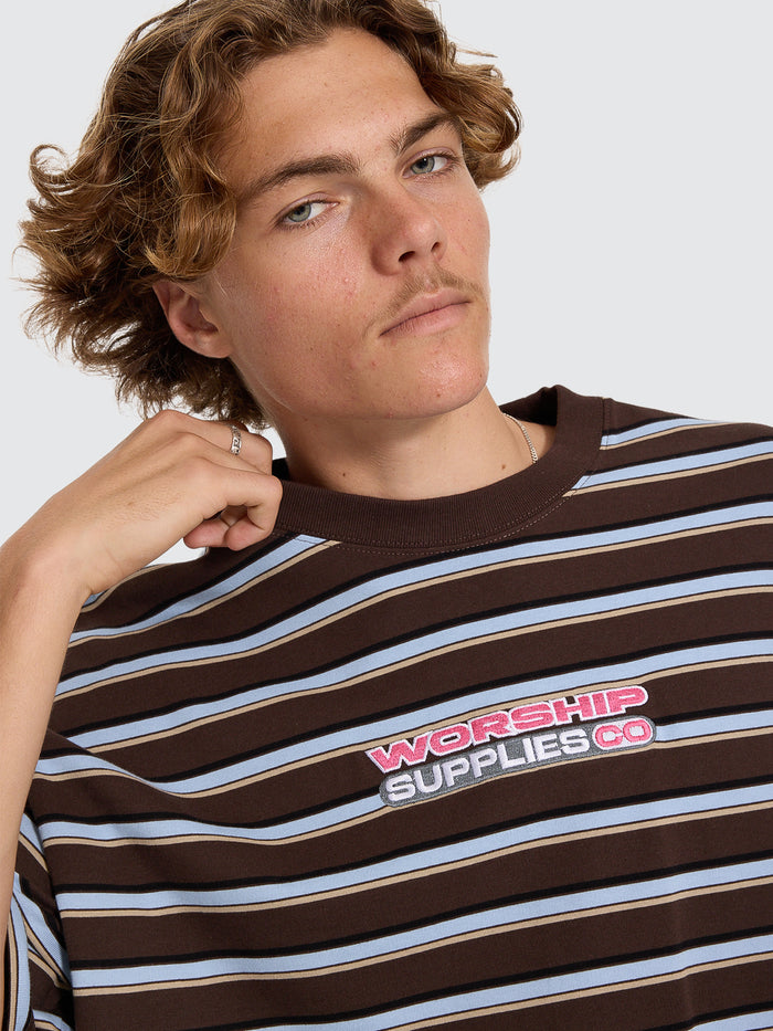 Globo Stripe Box Crop Tee - Ganache Stripe