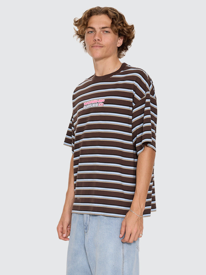 Globo Stripe Box Crop Tee - Ganache Stripe