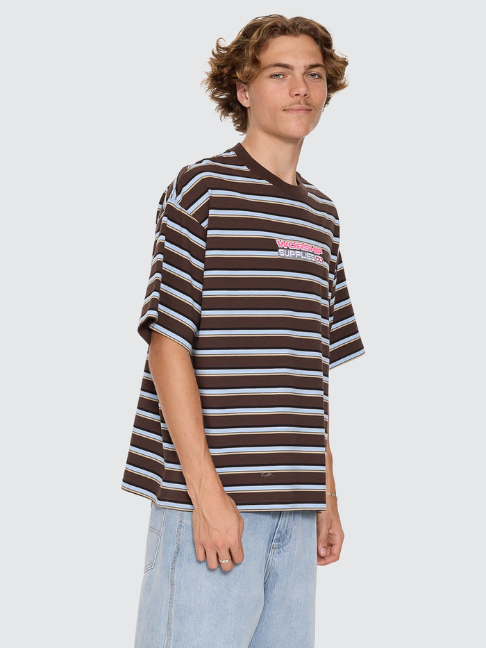 Globo Stripe Box Crop Tee - Ganache Stripe