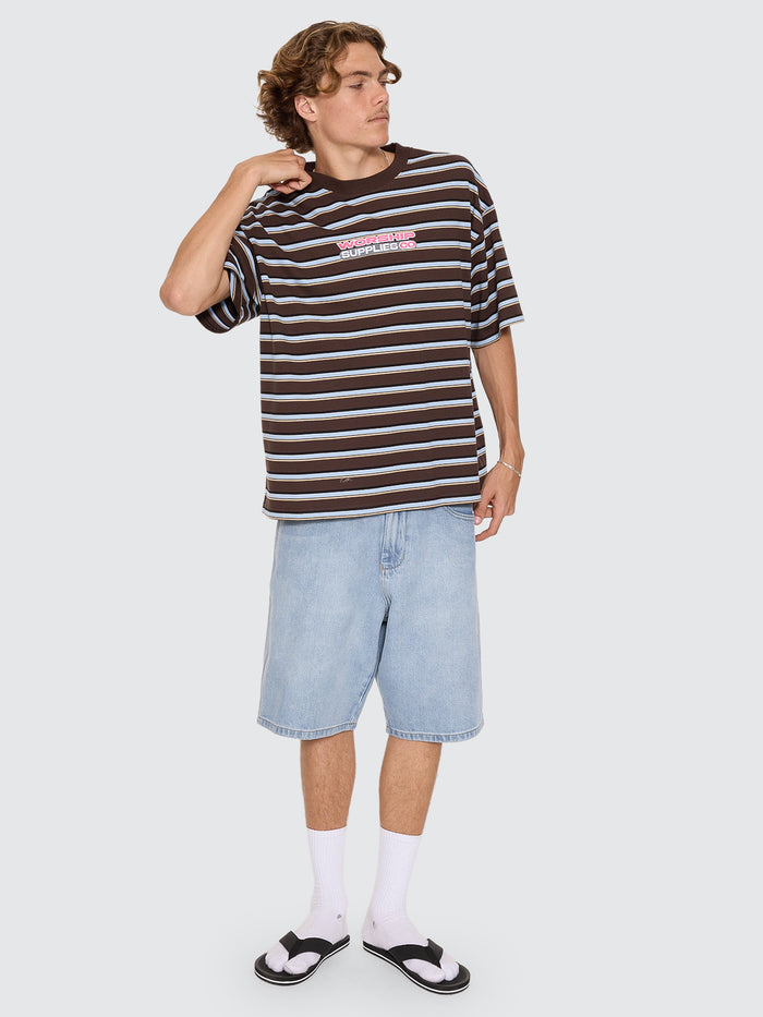 Globo Stripe Box Crop Tee - Ganache Stripe