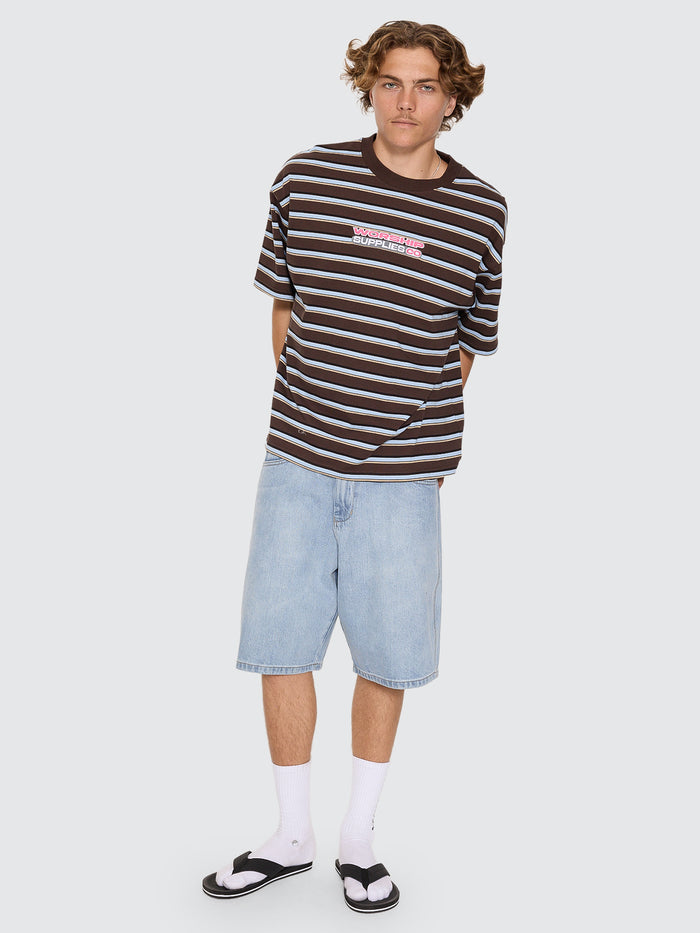 Globo Stripe Box Crop Tee - Ganache Stripe
