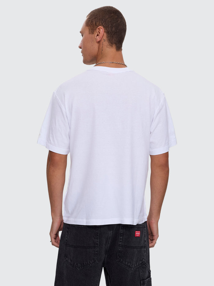Reverse Box Crop Cotton Linen Tee - White