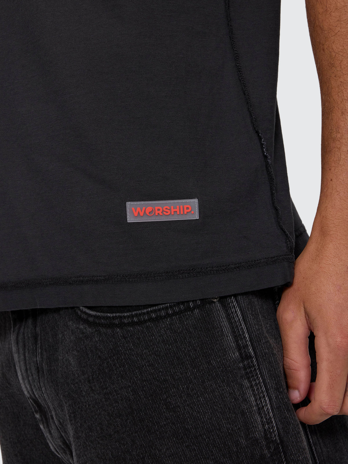Reverse Box Crop Cotton Linen Tee - Pigment Black