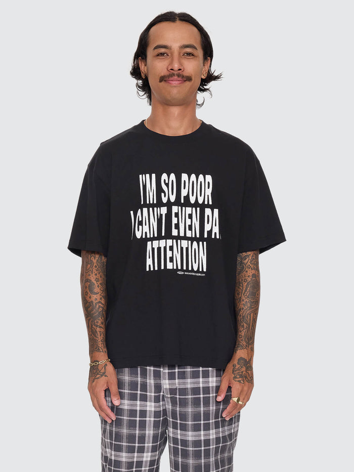 Pay Attention Fitted Tee - Black XS