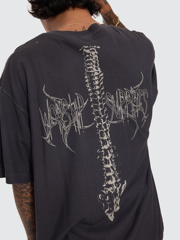 Spinal Cotton Linen Tee - Pigment Black