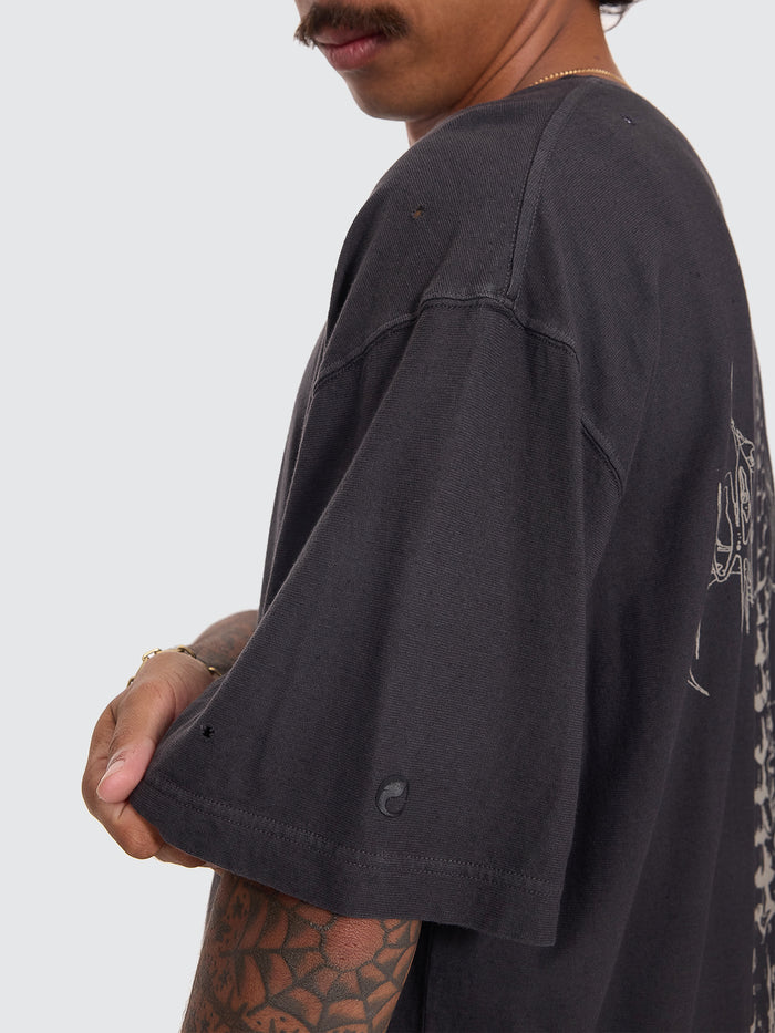 Spinal Cotton Linen Tee - Pigment Black
