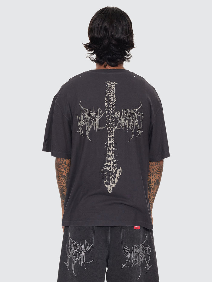 Spinal Cotton Linen Tee - Pigment Black
