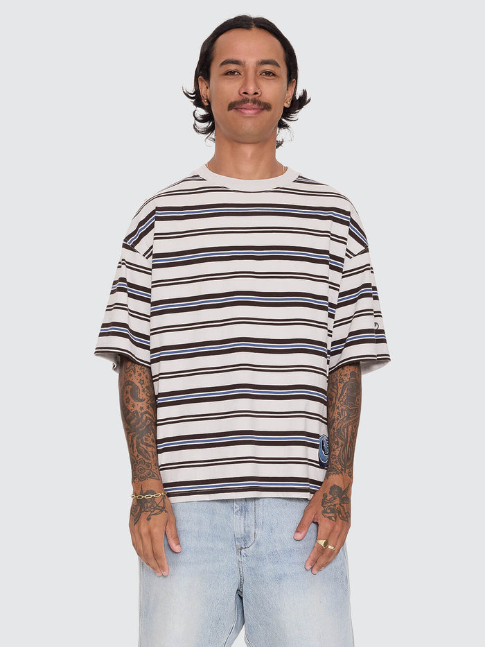 Dimension Stripe Box Crop Tee - Moonstruck XS