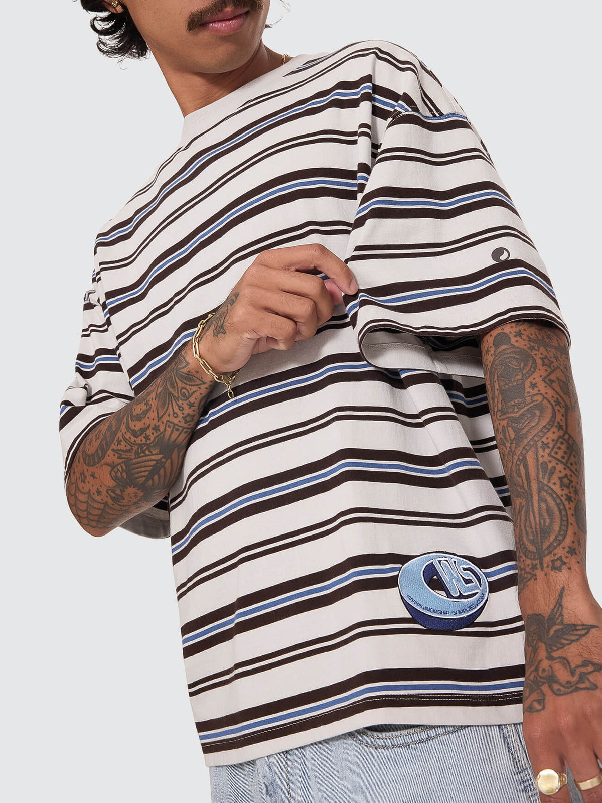 Dimension Stripe Box Crop Tee - Moonstruck XS
