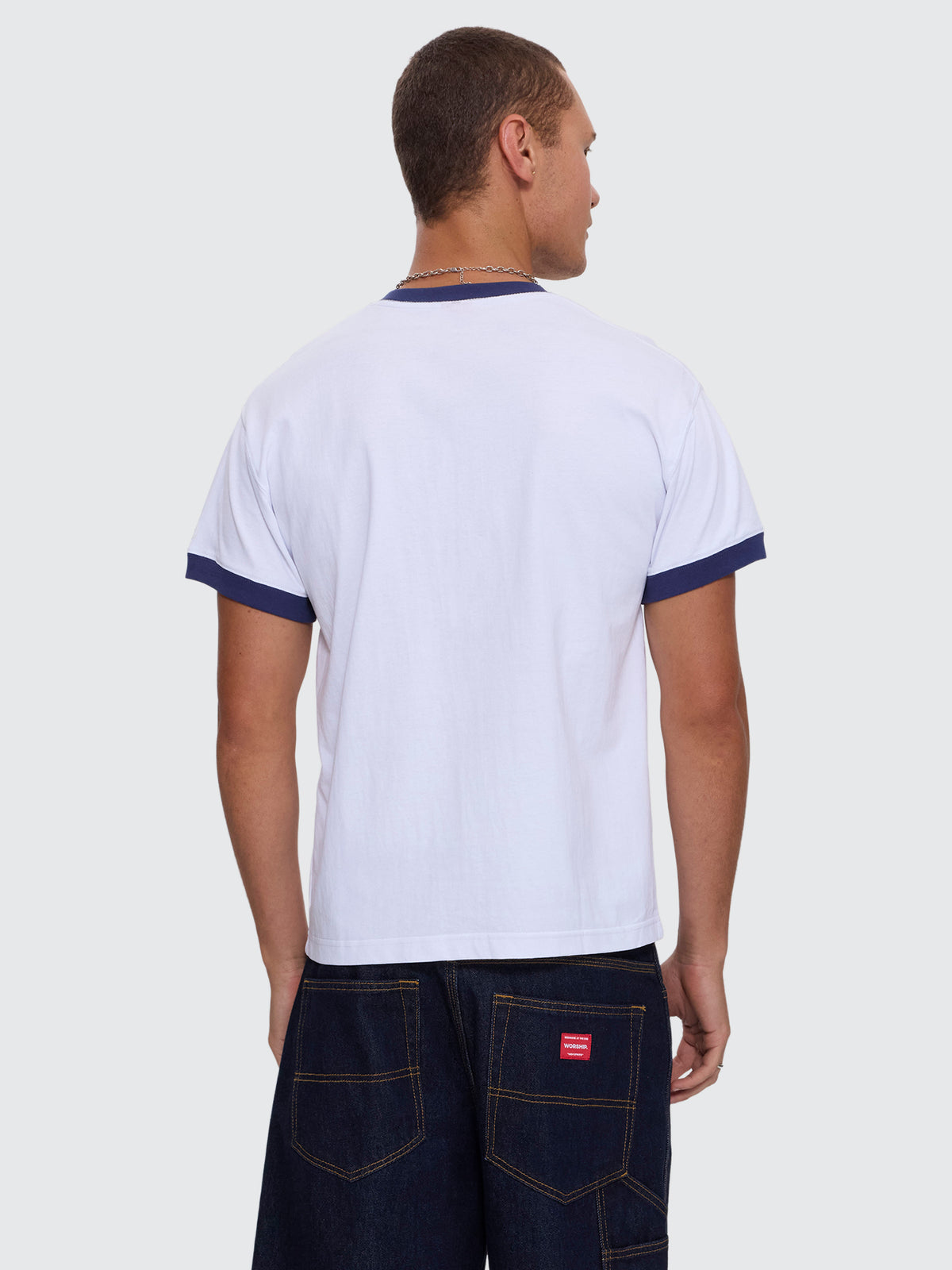 Synth Fitted Ringer Tee - White