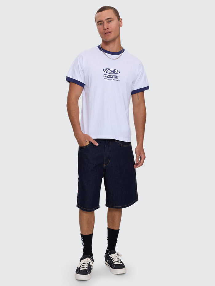 Synth Fitted Ringer Tee - White
