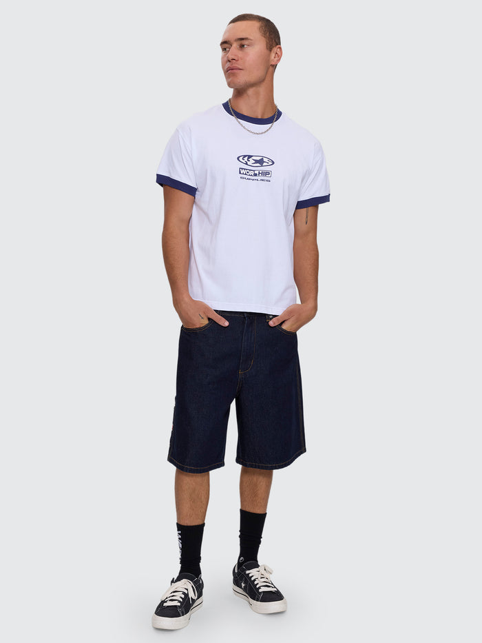 Synth Fitted Ringer Tee - White