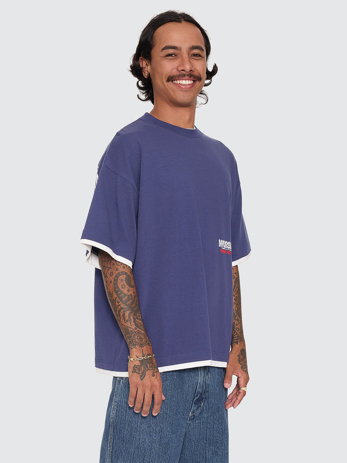 Half Court Box Crop Layer Tee - Medieval Blue