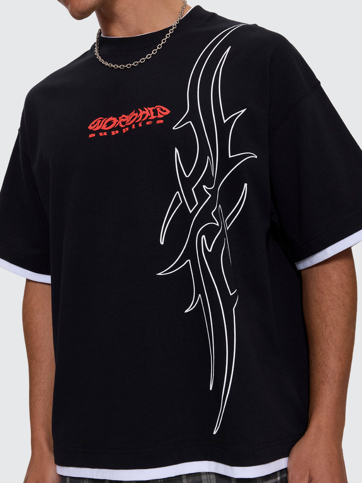 Pitted Box Crop Layer Tee - Black