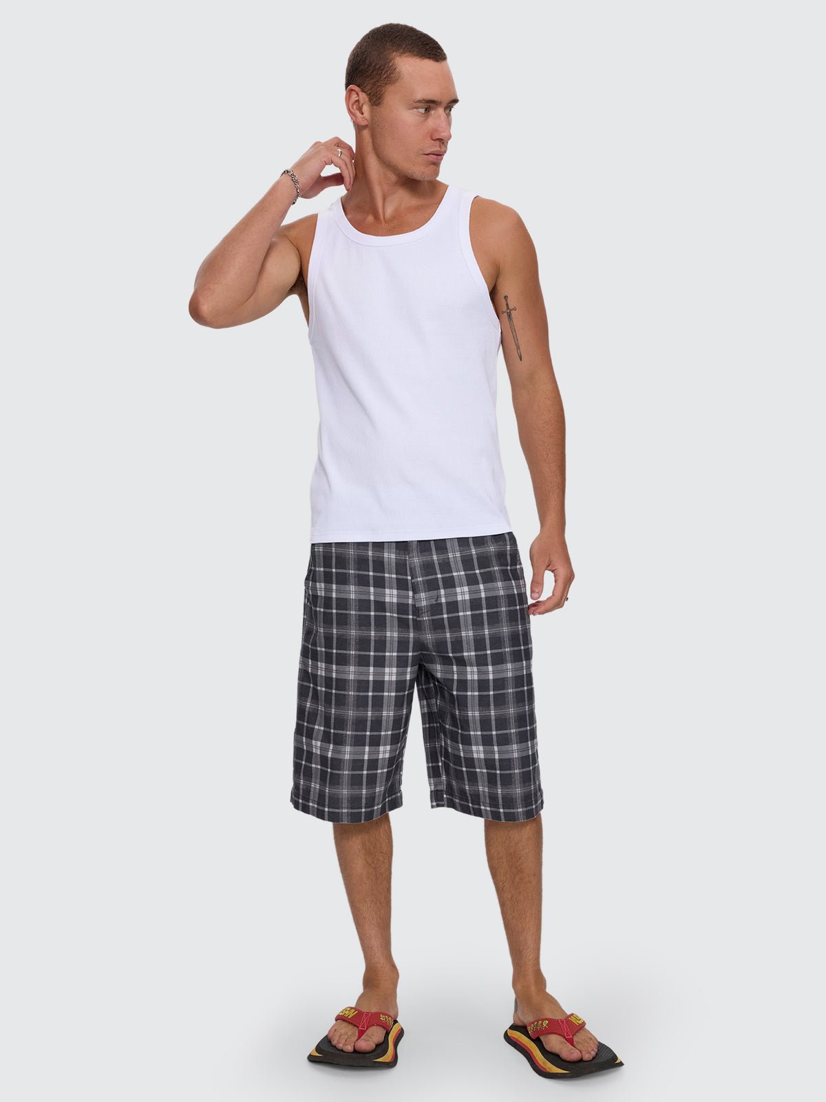 Overdue Fatigue Short - Charcoal Check