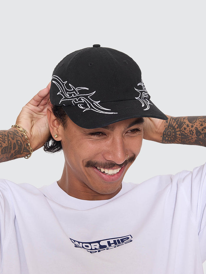 Pitted 6 Panel Hat - Black One Size
