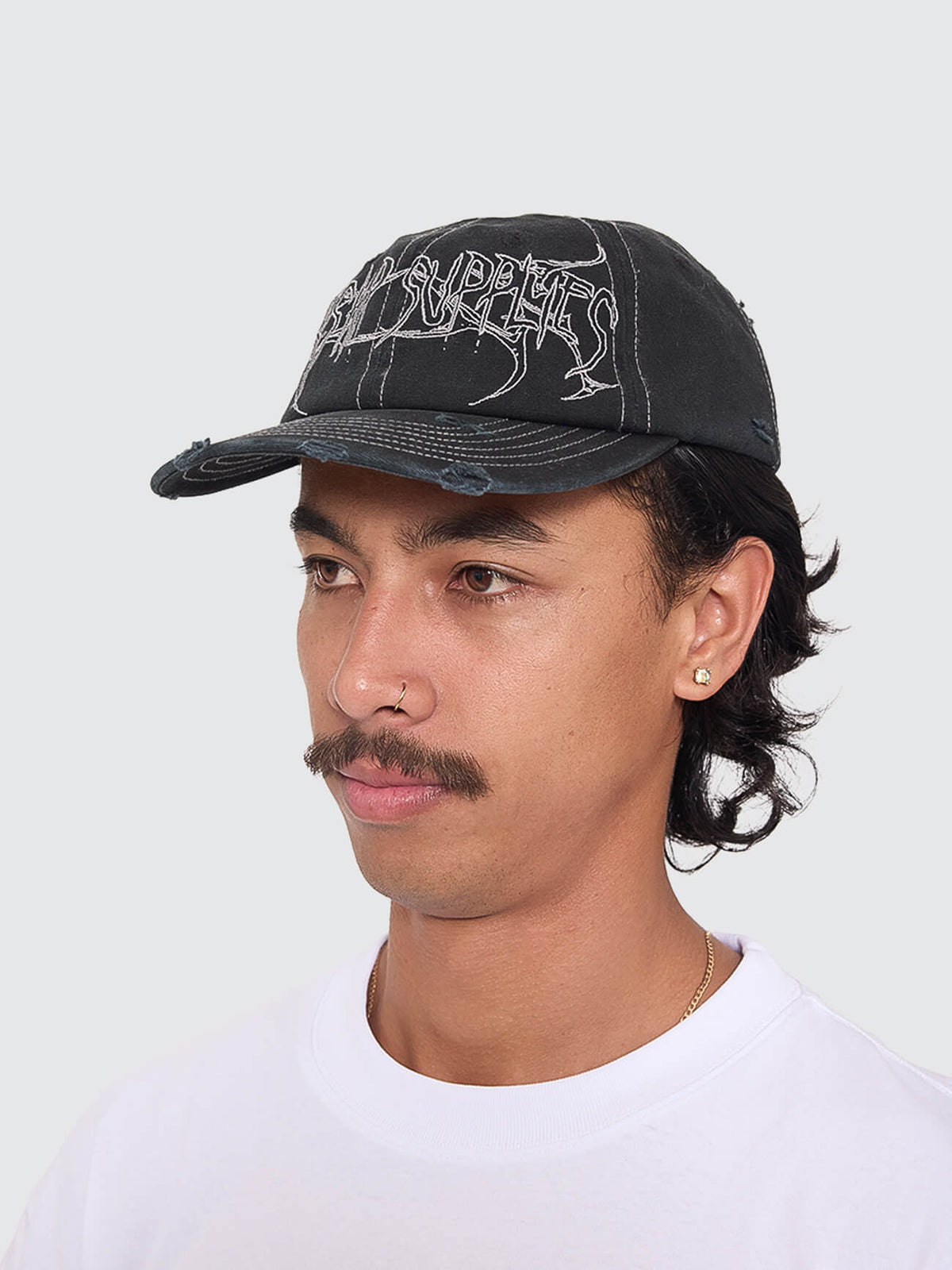 Spinal 6 Panel Hat - Washed Black One Size