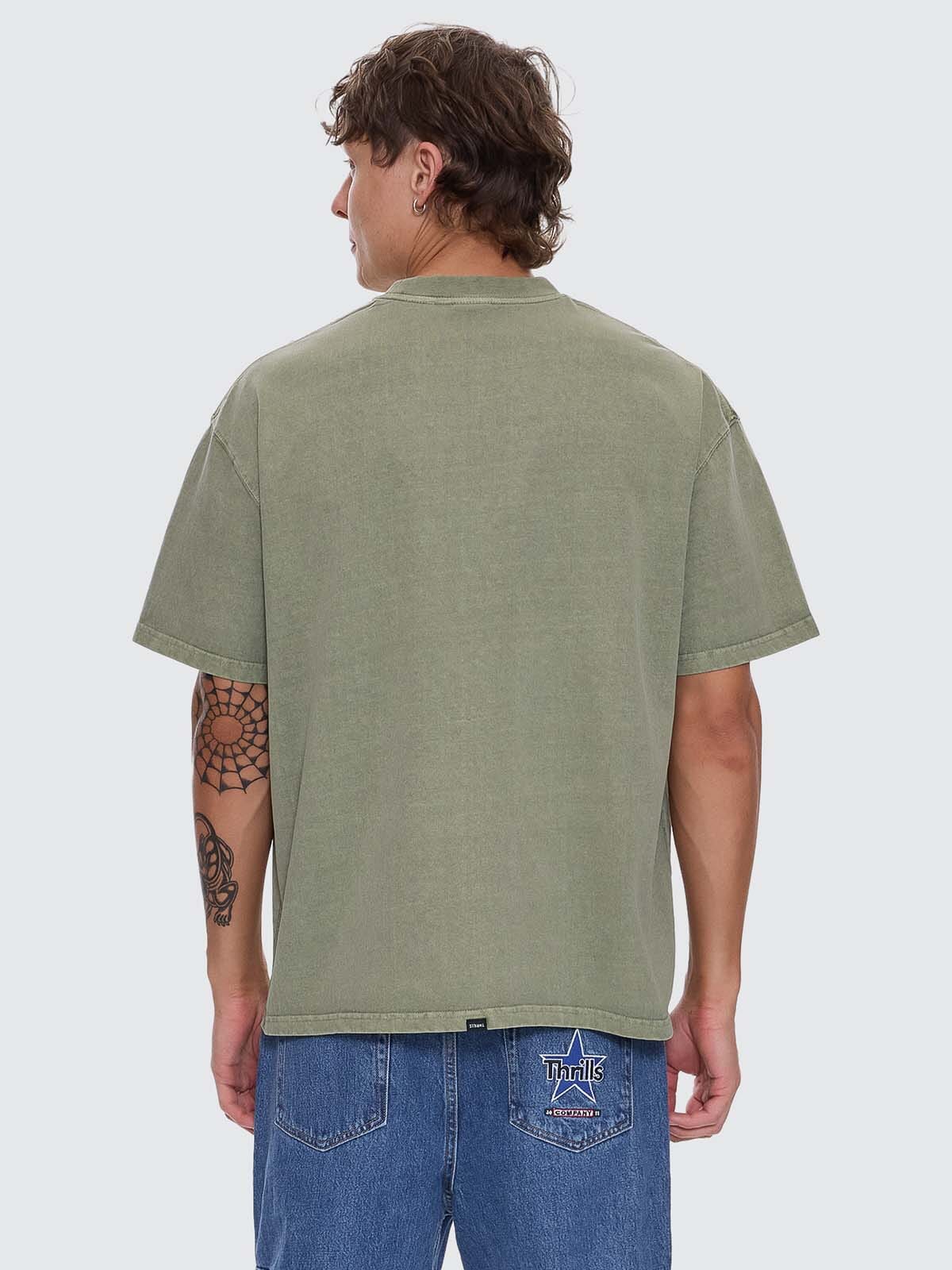 Thrills Workwear Embro Box Fit Oversize Tee - Light Olive XS