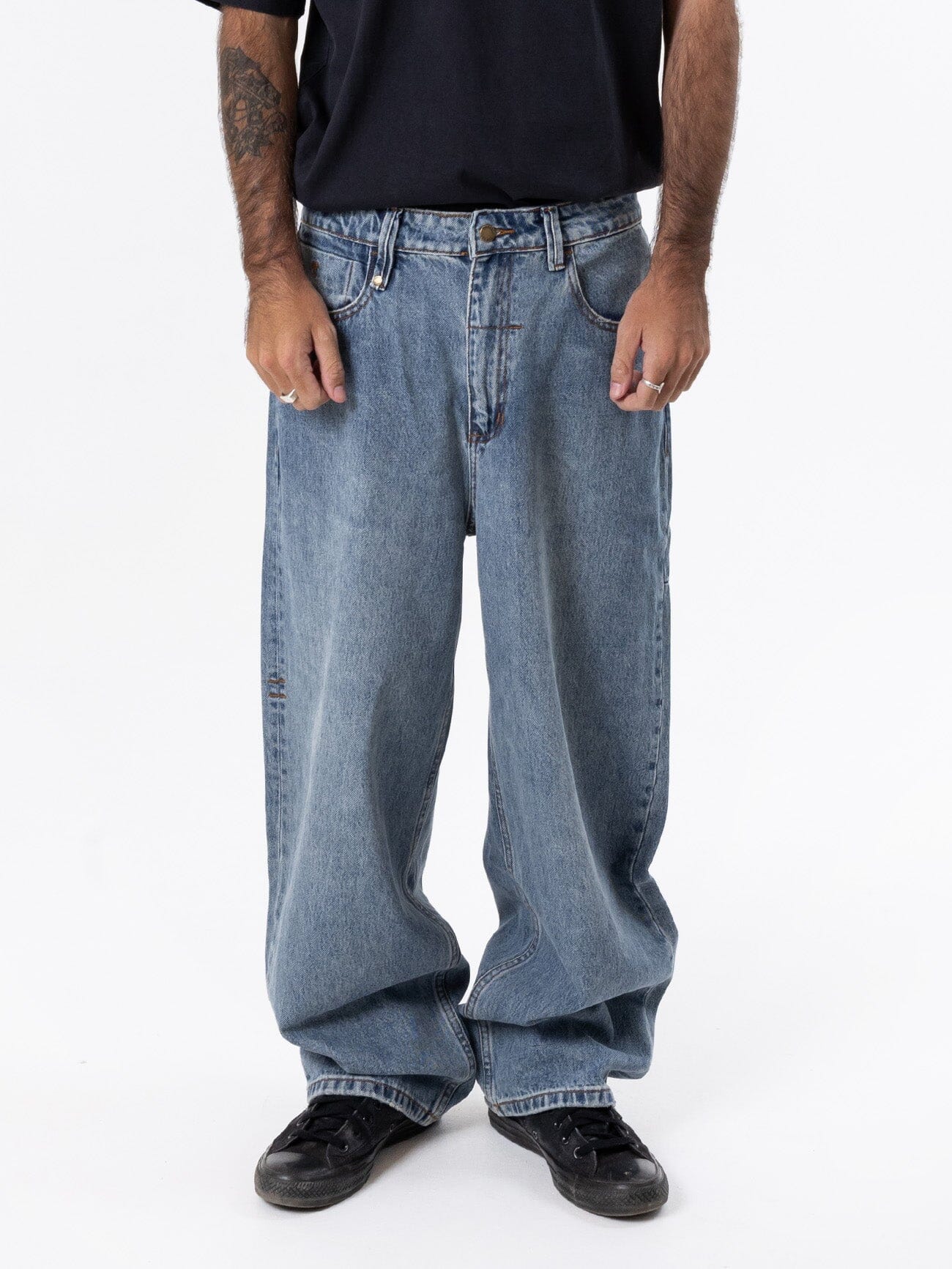 Biggest Slacker Big Baggy Denim Jean - Dirty Weathered Blue