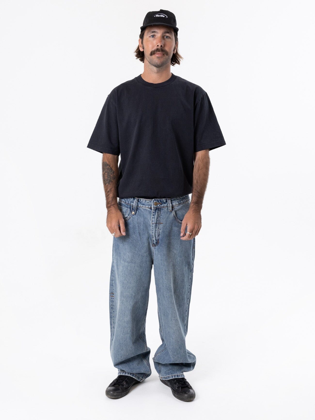 Biggest Slacker Big Baggy Denim Jean - Dirty Weathered Blue