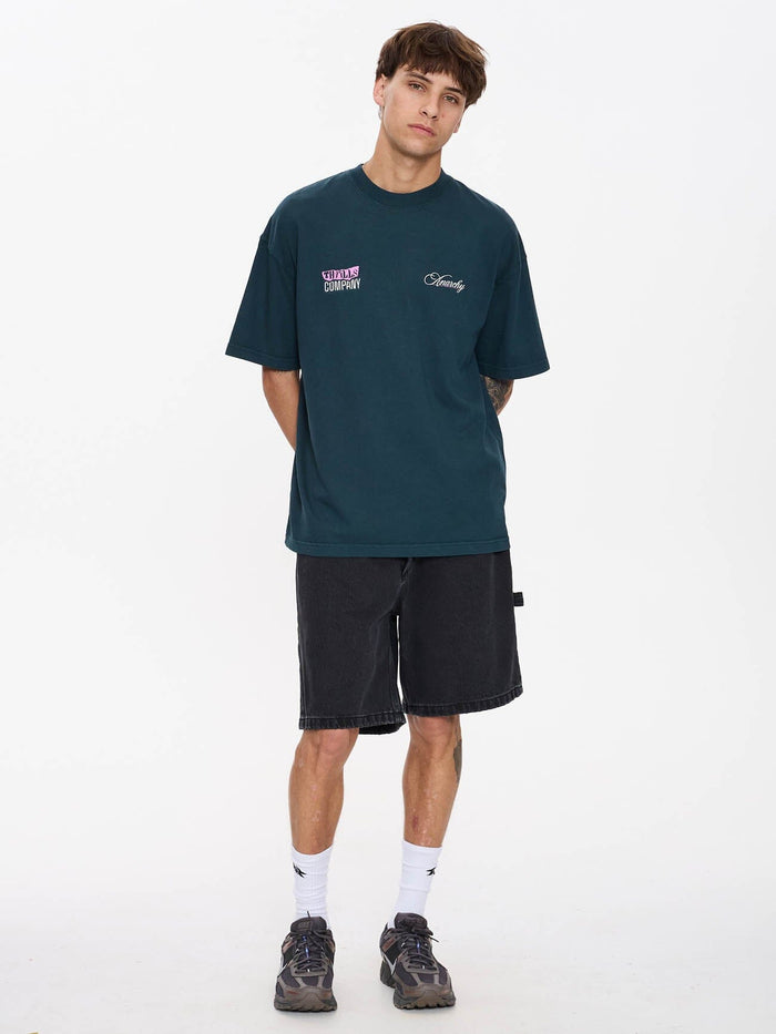 Total Anarchy Box Fit Cropped Tee - Deep Teal