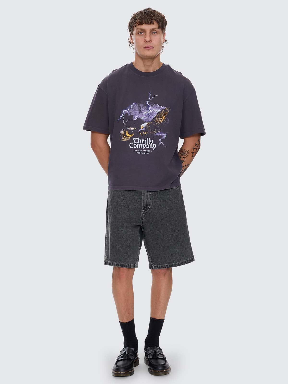 Flight Risk Box Fit Cropped Tee - Dark Charcoal XS