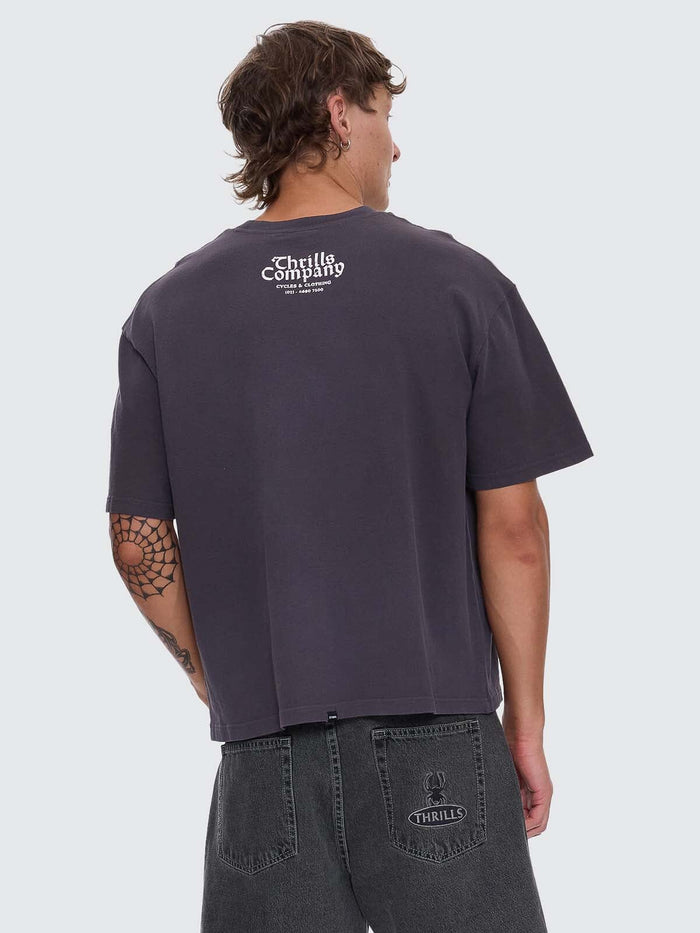 Flight Risk Box Fit Cropped Tee - Dark Charcoal XS