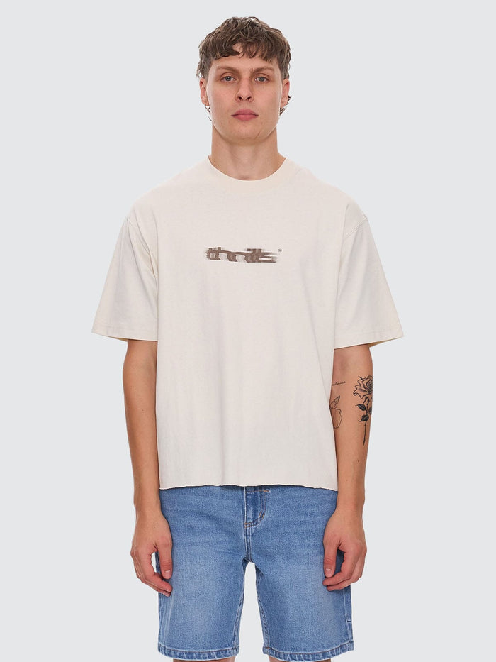 Metamorphic Daze Box Fit Oversize Short Raw Hem Tee - Heritage White XS