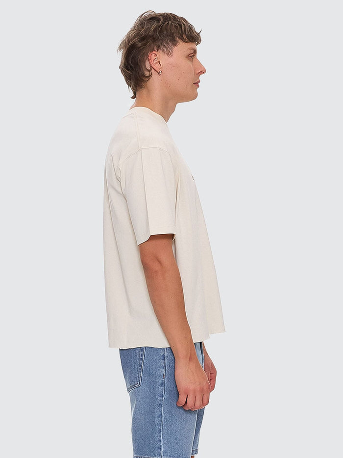 Metamorphic Daze Box Fit Oversize Short Raw Hem Tee - Heritage White XS